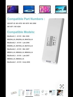 New Apple MacBook 13 A1181 MA561 MA254 MA255 MB402 MB061 MB062 etc